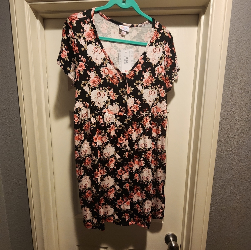 NWT LuLaRoe Heidi Dress - Black Floral Print